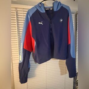 Puma BMW Motorsport Colorblock Bomber Jacket - Navy/Light Blue/Red